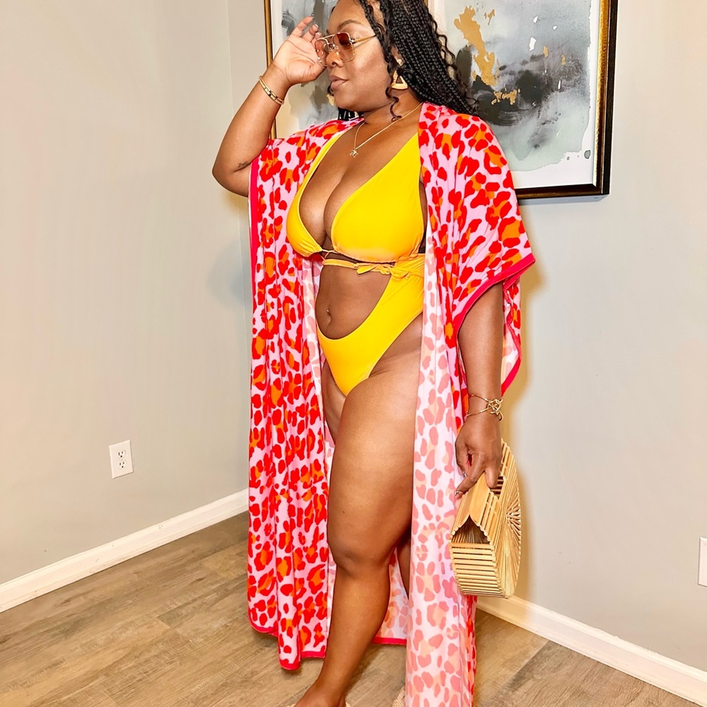 Swimsuit Coverup. Only worn for the picture.